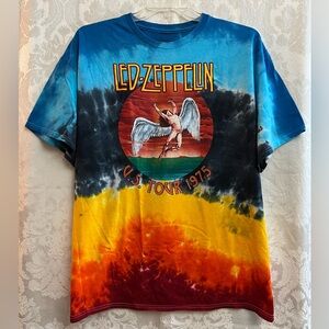Led Zeppelin Icarus U.S. Tour 1975 Tie-Dye Graphic T-Shirt Size 2XL EUC Band Tee